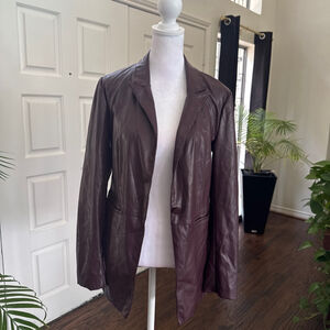 Women's Laundry by Shelli Segal Burgundy Faux Leather Blazer XS
